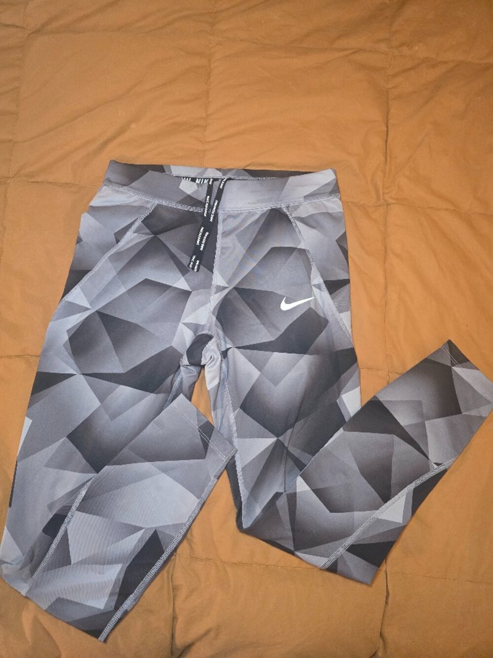 Nike Running Dri-FIT Geometric Print Leggings | Women's S | Gray/Black